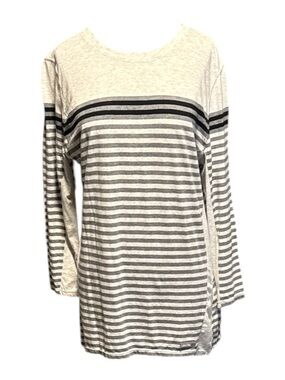Calvin Klein Performance Womens XL Striped Long Sleeve Top Gray White NWT